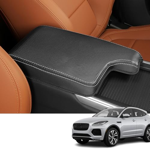 Custom Interior Accessories for Jaguar F-PACE FPACE/XF 2017 2018 2019 2020 PU Leather Center Console Armrest Box Cover Armrest Cushion Central Armrest Protector Pad(Carbon Fiber)