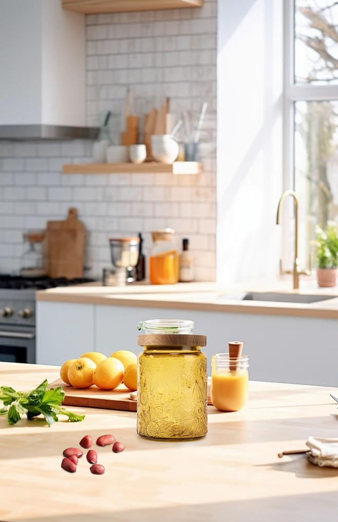 Paquete de 2 tarros de almacenamiento de vidrio con tapa, 23.7 onzas líquidas de capacidad, recipientes de almacenamiento de alimentos de vidrio para dulces, café, granos de té, avena 5