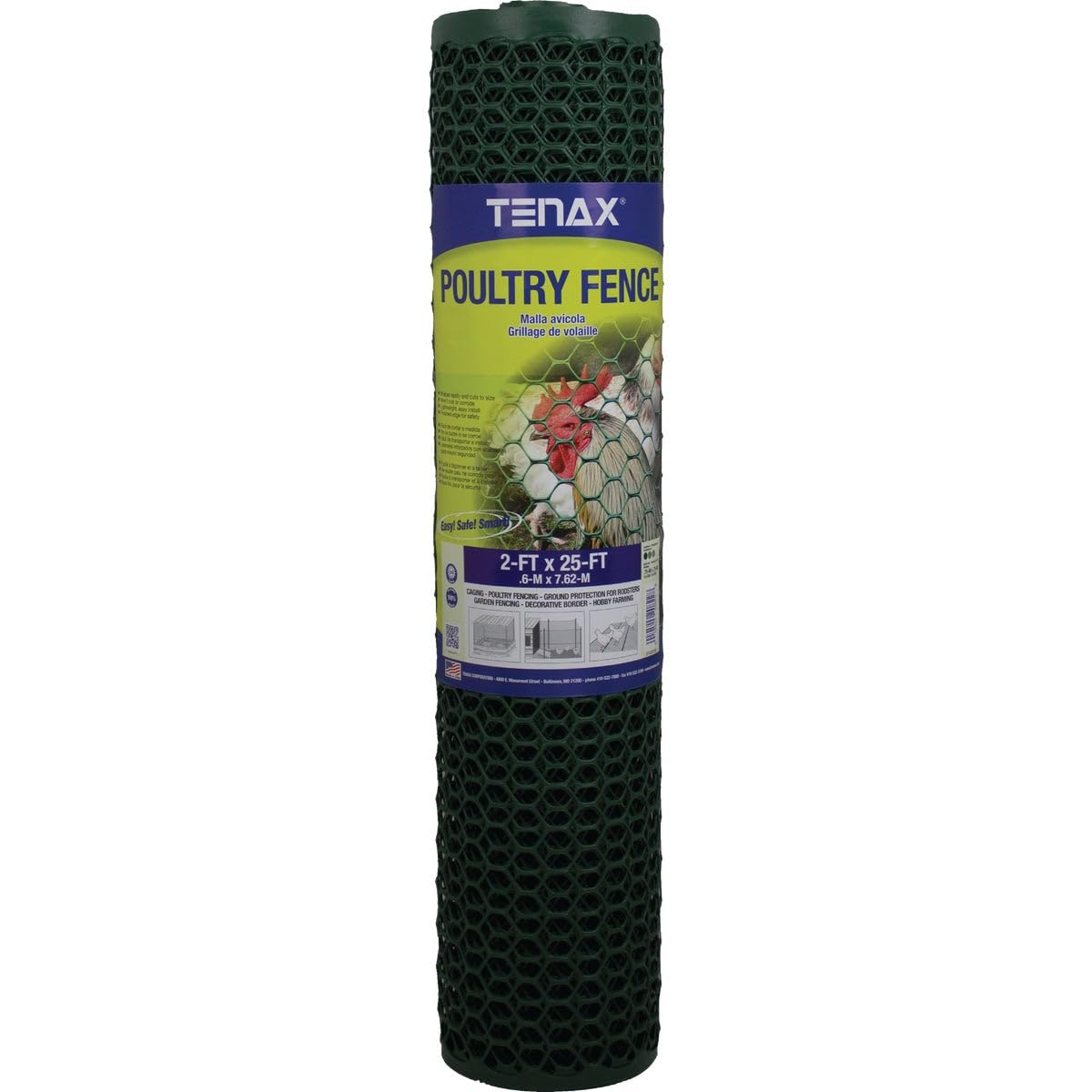 Tenax 72120942 Plastic Poultry Fence, Green
