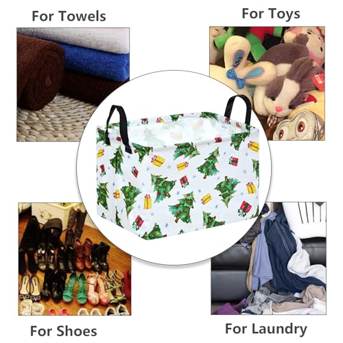 Image of MAIZMZ Xmas Christmas Basket for Kids Gfits Storage Baskets Collapsible Nursery Hamper Waterproof Clothes Toy Bin Book Shelf Gift Basket Cube Party Decor
