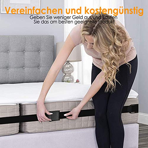 12.5M Matratzenhalter, Matratzengurt Gegen Verrutschen, Variabel Einstellbar Matratze Halterung, Matratzen Gurtband Verbindet Zwei Matratzen Zu Einer Großzügigen Schlaffläche - Schwarz