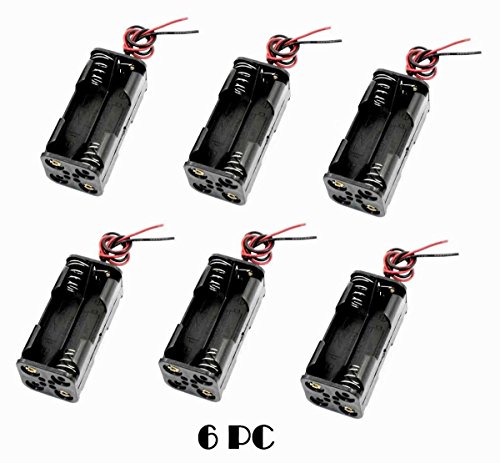 LAMPVPATH 6 Pcs 4 x 1.5V (6V) AA Battery Spring Clip Black Plastic