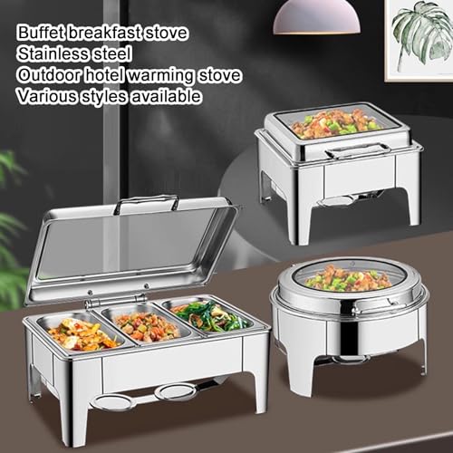 Set di scaldavivande in acciaio inox per servire, vassoi per buffet per eventi e ristoranti, ideali per condimenti e esposizione di cibo