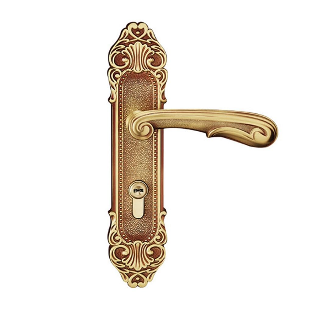 MOBYGKFY Copper Indoor Bedroom Door Lock Solid Wood Room Silent Knob