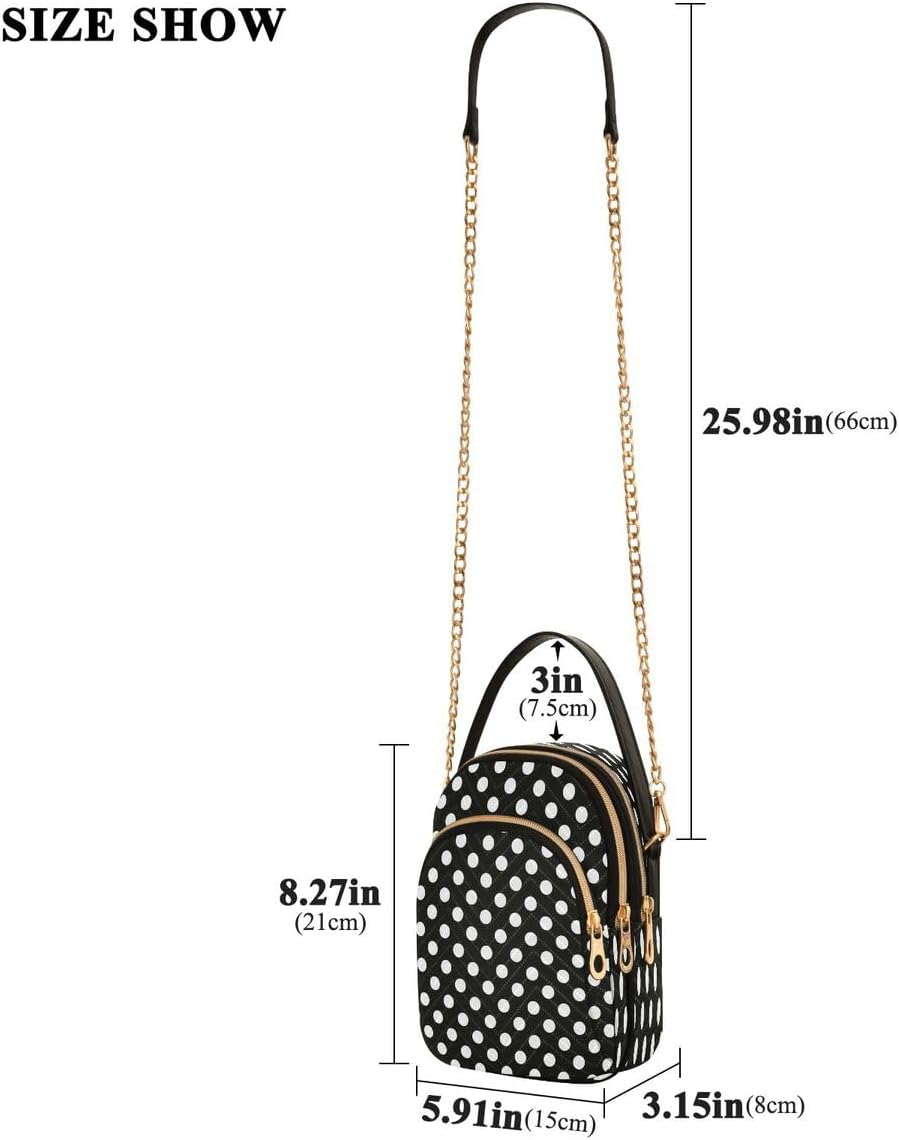 ALAZA Funny Polka Dot Black White Crossbody Bag Small Shoulder Handbags Leather Purse for Women