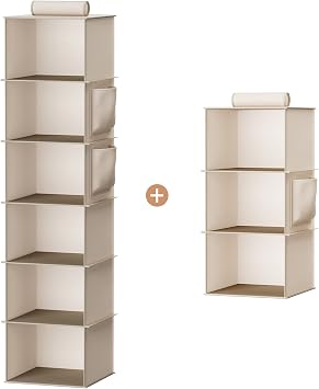 YOUDENOVA 6-Shelf Hanging Closet Organizer, 3-Shelf Closet Hanging Storage Shelves