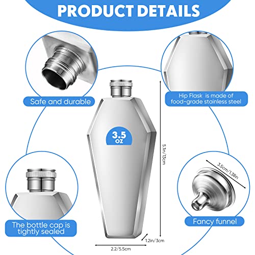 3 Pieces Hip Flask Set 3.5 Oz Hidden Flasks Coffin Flasks With Funnel 304 Stainless Steel Bottle Creative 100 Ml Thicken For Men Women Adult Friends Gifts #TOP1
