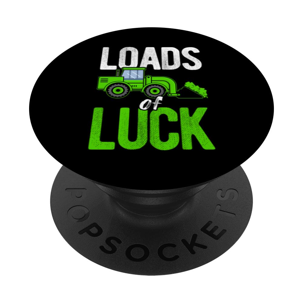 St Patricks Day Construction Car Loads of Luck Irish Boys PopSockets Swappable PopGrip, Black