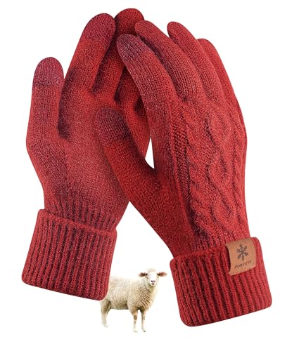FORVEVO Handschuhe Damen Winter mit Wolle,Thermohandschuhe Weich Fleece,Warme Lange Wollhandschuhe Damen Touchscreen Winterhandschuhe Frauen für Outdoor Laufen Skifahren...
