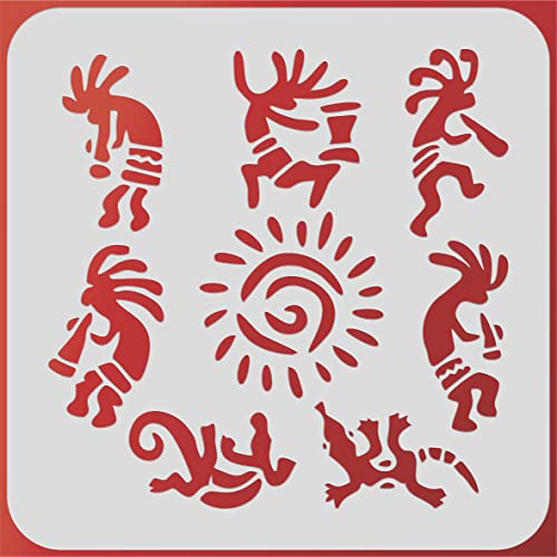 Kokopelli Wall Art Stencil, 16.5 x 16.5 cm (M) - Kachina Spirit Mythology Hopi Zuni Indians Stencils for Painting Template - Image 2