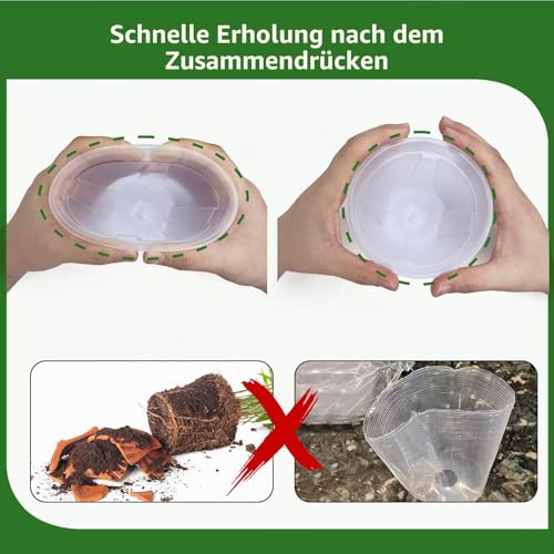 YALIOURS Durchsichtige Pflanzentöpfe für Pflanzen, 12Pack 10/12/15 cm Kunststoff-Pflanztöpfe mit Entwässerungslöchern, Gartentöpfe für Pflanzen Blumen mit 12Pack Trays und 15pcs Pflanzenetiketten