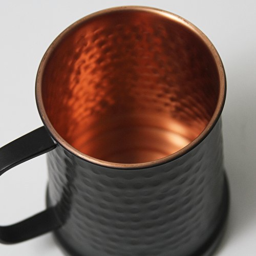 German Style Black Hammered Copper Beer Stein - 100% Pure Heavy Gauge Copper Beer Mug