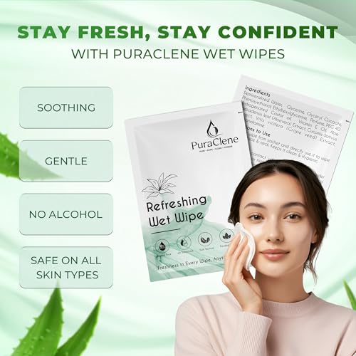 Image of Refreshing Jasmine Wet Wipes for Men & Women, 50 Soft Wipes (Pack of 1) | Alcohol-Free, Paraben-Free, pH Balanced, Dermatologically Tested | Enriched with Aloe Vera & Vitamin E | Travel-Friendly & Gentle Cleansing | Christmas Gift Idea