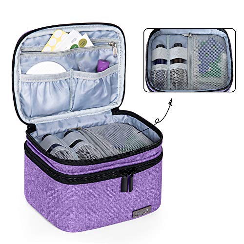 Luxja Etui voor etherische oliën, voor 20 flesjes (5 ml - 30 ml) of rolflesjes, organizer, met ruimte voor accessoires, lila - Image 3