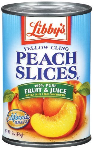 Libby's Yellow Cling Peach Slices in Pear Juices Concentrate (100% Pure) 15oz Cans (Pack of 6)