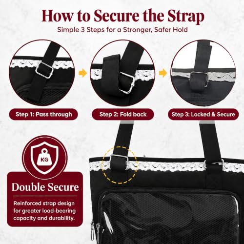 YFGBCX Lace Ita Crossbody Bag with Clear Window, Display Insert & Wing Pins (Black) - image 4