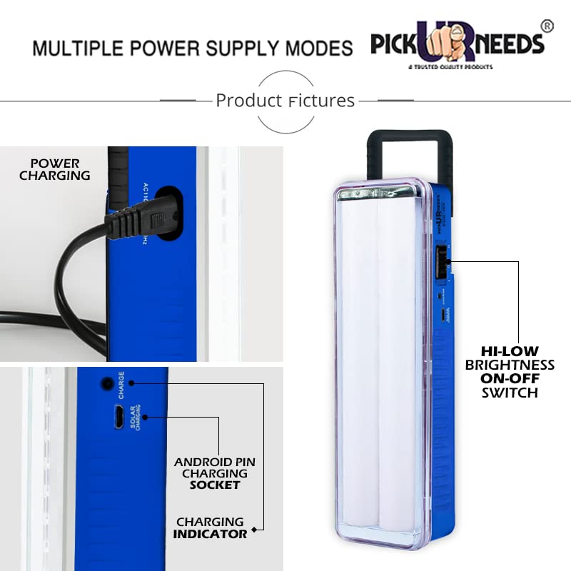Image of Pick Ur Needs Rechargeable Home Emergency Lantern 60 SMD Tube Floor Lamp Light (Drak Blue)