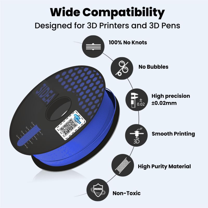 Image of 3Idea Premium PLA+ Blue 3D Printer Filament 1.75mm Dimensional Accuracy + /- 0.03mm Net Weight -750 Grams
