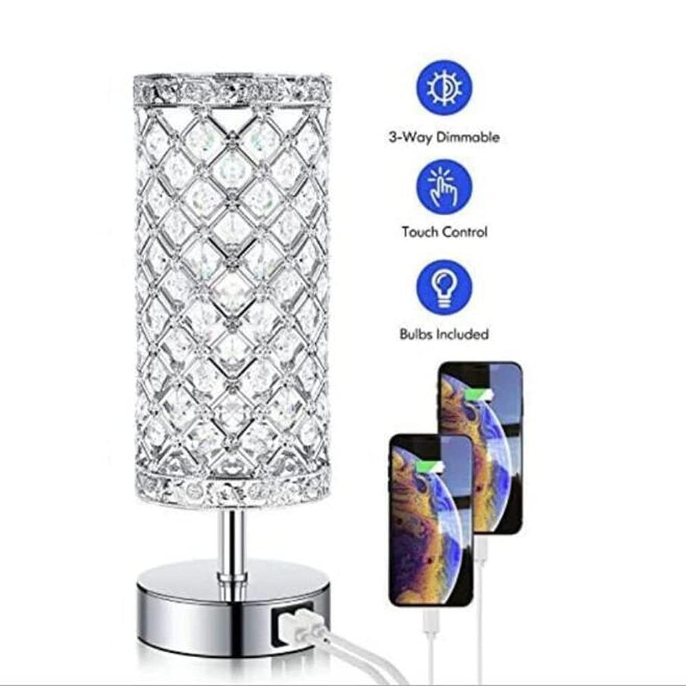 Lampy stołowe. Lampki nocne FXJ Crystal na stolik nocny, lampka nocna USB LED, dekoracja komody, biurko