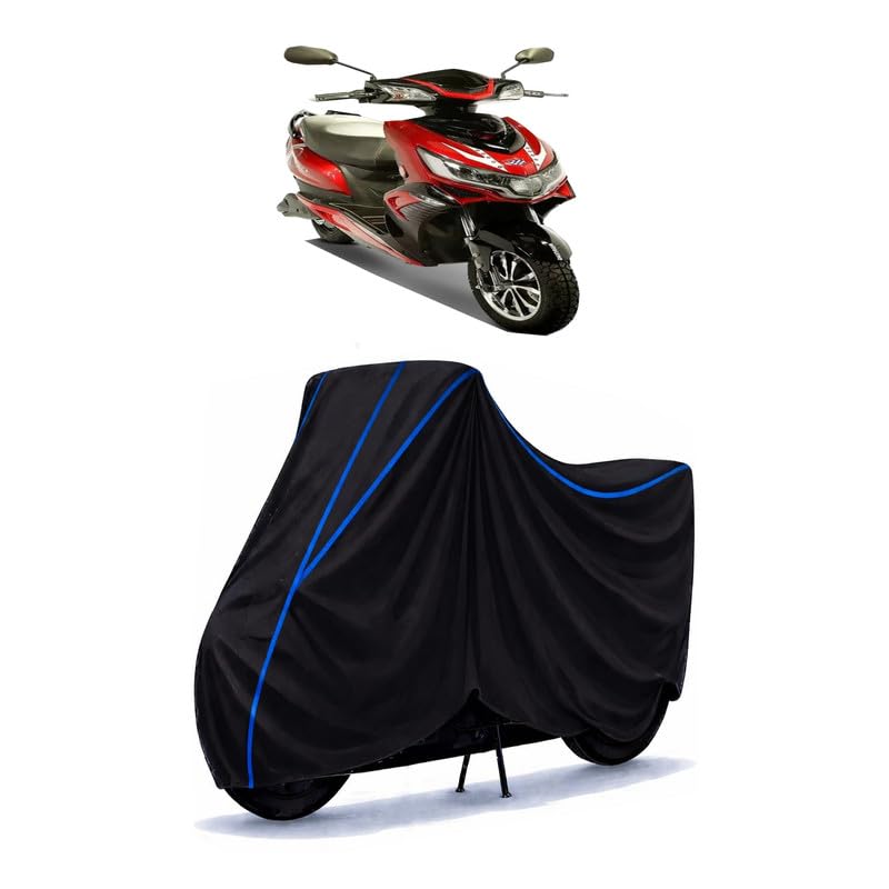 Image of Scooty Cover Water Resistant for Raise | Universal Scooter & Bike Cover | Heavy Duty UV Protection | Dust, Rain & Scratch Protection | Elastic Fit All Weather Indoor Outdoor | Black with Blue Piping