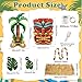 TUSAUW 31 Pcs Luau Tropical Golf Cart Parade Decorations, Summer Tropical Golf Cart Decor with Tiki Fabric Backdrop,Hawaiian Grass Table Skirt, Hawaiian Wreath, 9.8FT LED Lights & Leaves