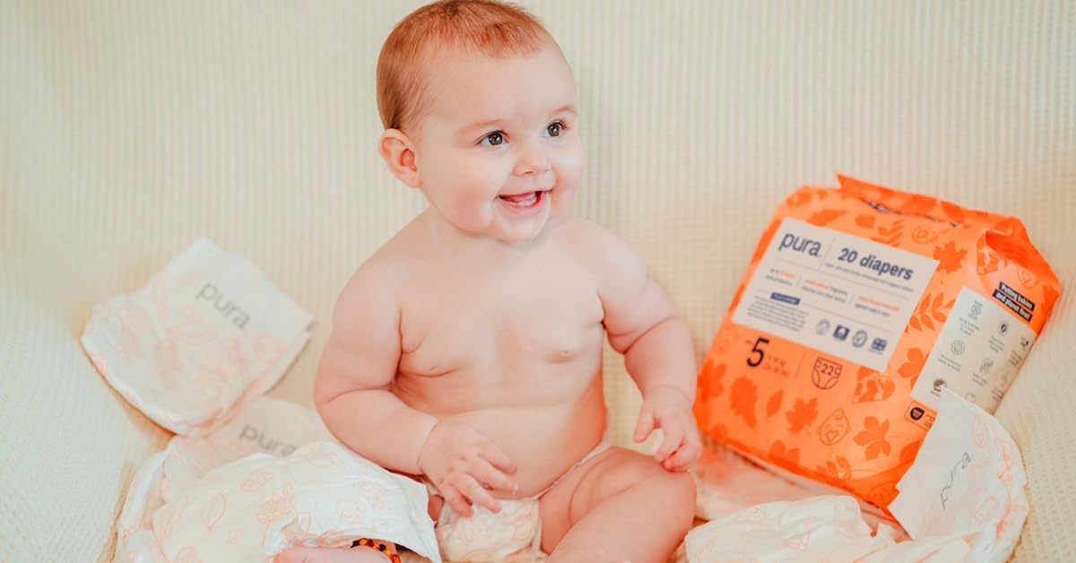 Pura Hypoallergenic Trial Pack Diapers Size 1 (4-11 lbs) + Natural Sensitive Baby Wipes Starter Bundle | Organic Cotton, Chlorine-Free, Fragrance-Free, EWG Verified, for Sensitive & Eczema-Prone Skin