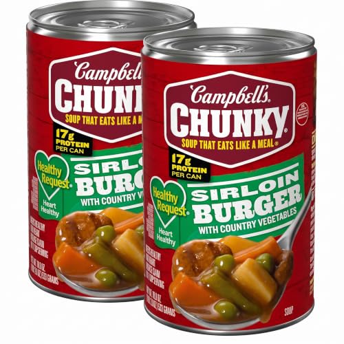 Campbell's Chunky Healthy Request Sirloin Burger With Country Vegetables Beef Soup, 18.8 oz Can (Pack of 2)