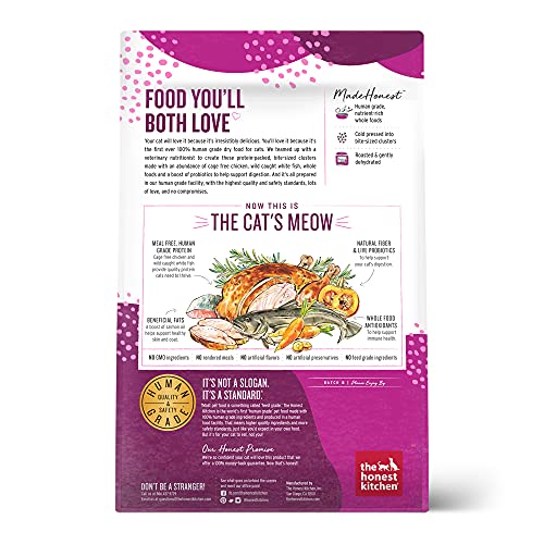 Image of The Honest Kitchen Human Grade Dry Cat Food, Whole Food Clusters Grain Free Chicken & Fish Dry Cat Food, 4 lb Bag