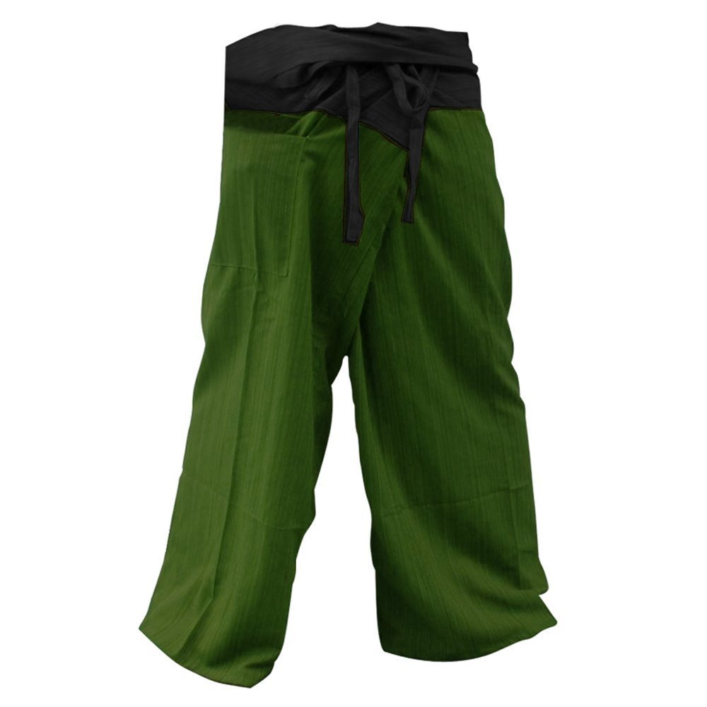 "DBTHAILAND" BEAUTIFUL UNISEX 2 Tone Thai Fisherman Pants Yoga Trousers Free Size Cotton
