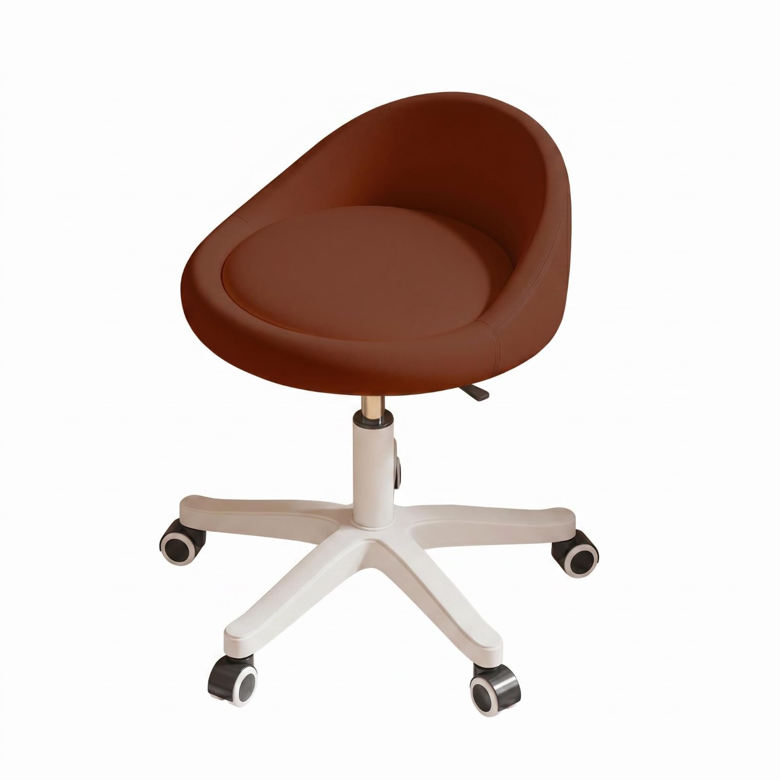 Sedia da Toeletta Regolabile Poltroncina Sedia Poltrona Seduta con Schienale Curvo Basso E Rivestimento Liscio con Cuscino Imbottito E Mobilità a, Regolabile, Marrone Caramello