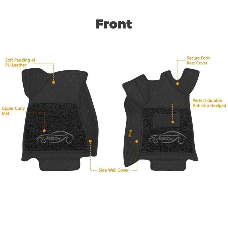 Image of Superior 7D Car Floor Mat Set for Tata Sierra, Luxury Leather + Curly Foot Mats, 7-Layer Protection, Waterproof & Anti-Skid, Full Black