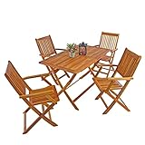 IHD Akazienholz Gartensitzgruppe 5tlg Gartentisch mit 4 Gartenstühlen klappbar - 3
