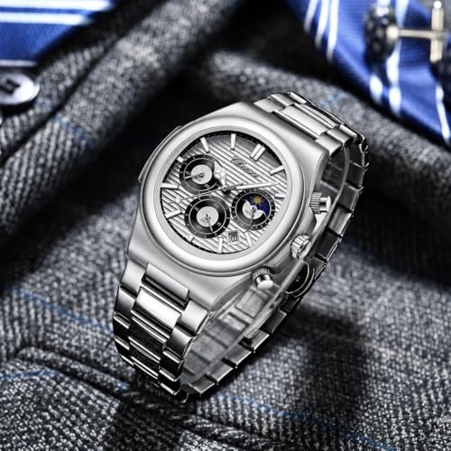 Image of Gosasa Fashion Men's Watches Date Business Watch Stainless Steel Luxury Style Luminous Quartz Waterproof Analog Display Male Wristwatch