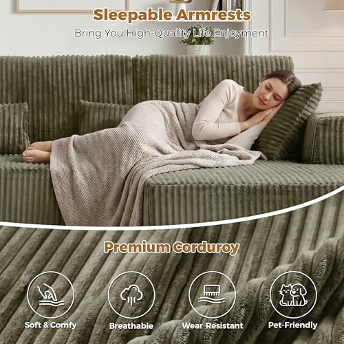 Image of 108 inch Boneless Couch for Living Room, L Shaped Modular Sectional Sofa