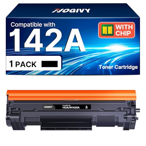 NOGIVY 142A W1420A Mit Chip Tonerkartusche Kompatibel mit HP 142A W1420A 142X W1420X für HP LaserJet MFP M140w Toner LaserJet M110w M110 M140 M139w M139 (1 Schwarz)