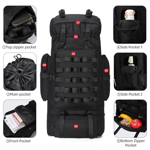 Mochila 70L para Camping y Senderismo con Cubierta Impermeable miniatura 3
