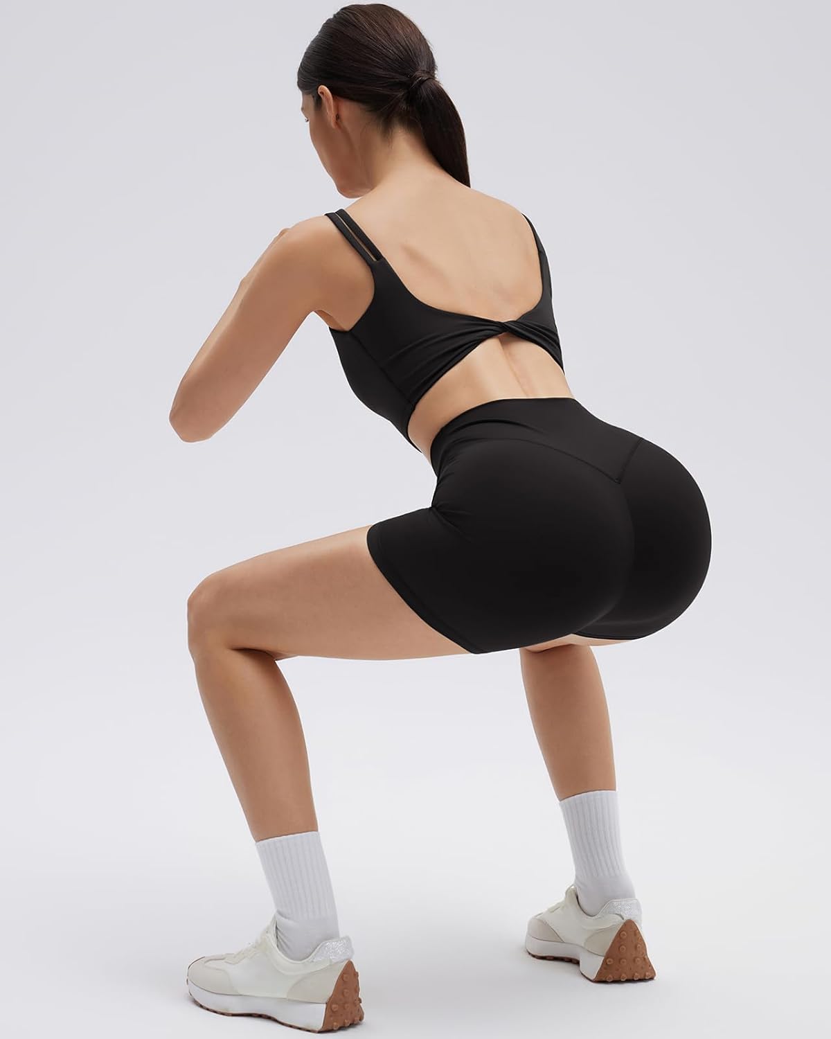 SUUKSESS Womens Workout Set Fitness Yoga Pilates Crop Tank Twist Back Cami High Waisted Tummy Control Bike Short - Image 5