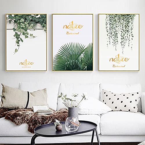 Affiche de feuilles de plantes vertes pour habiller un grand mur vide sans cadre
