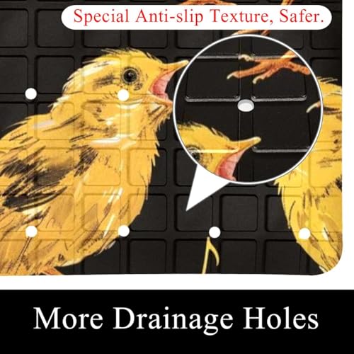 Tapis de bain antidérapant oiseaux peints à la main extra long