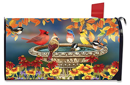 Briarwood Lane Fall Birdbath Floral Magnetic Mailbox Cover Cardinals Bluebird Standard