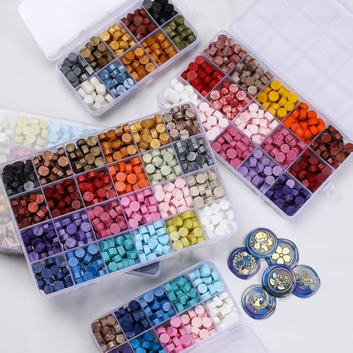 Image of 1200pcs Wax Seal Beads,48 Assorted Color Sealing Beads Ideal for Wax Seal Stamp Wedding Letter Envelope Decor Wine Bottle Sealing (Multi Color)