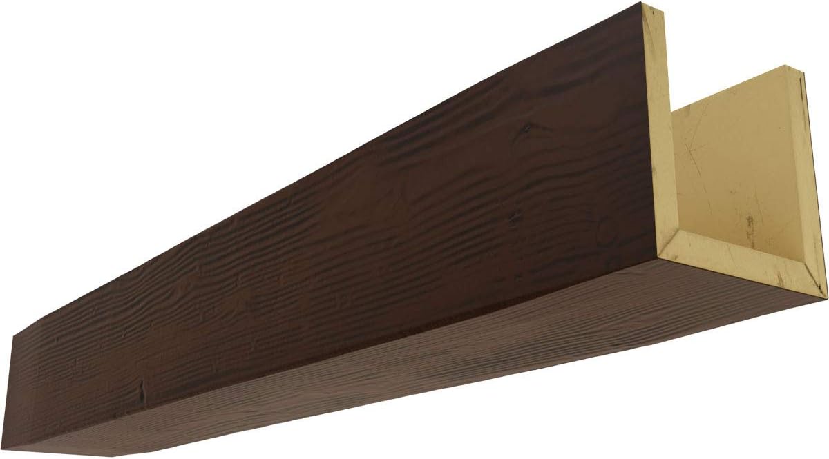 Ekena Millwork BMSD3C0120X120X096ZH 3-Sided (U Sandblasted Endurathane Faux Wood Ceiling Beam, 12"W x 12"H x 8'L, Premium Hickory