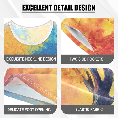 CHIFIGNO Colorful Tree Soft Short SleevePyjamas, Pajamas Set with Pocket 5Y3