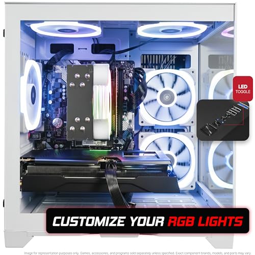 Image of SAAV Prebuilt Gaming PC Desktop Computer Tower Intel Core i7-12700KF Radeon RX 9060 XT 8GB GDDR6 32GB DDR4 1TB NVMe SSD WiFi 6 Bluetooth Windows 11 White Air Cooler RGB PC Gaming