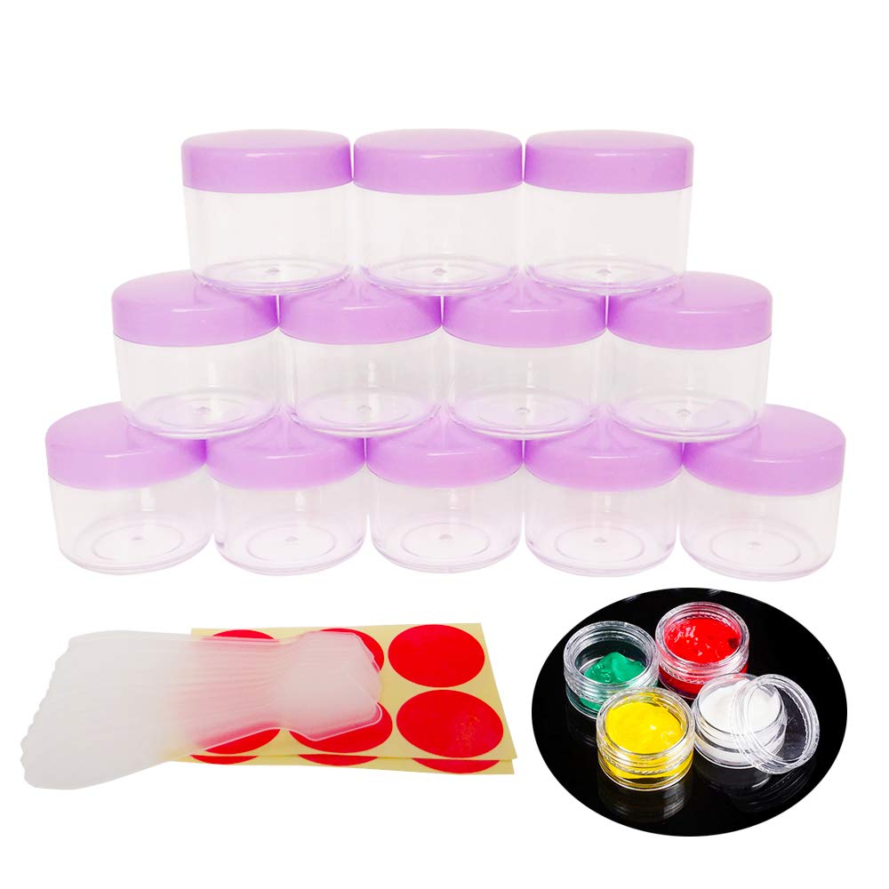 12pcs 20 Gram 20ml Small Empty Sample Jars Refillable Cosmetic Container Plastic Round Pot Purple Screw Cap Lid