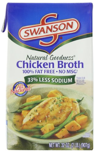 Swanson 33% Less Sodium Broth, Chicken, 32 Ounce (Pack of 6)