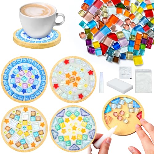 Qinyoung 6 Sets DIY Mosaic Tiles for Crafts Mixed Color