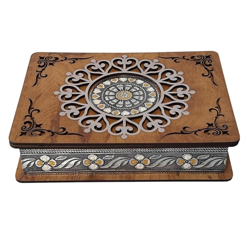 Image of Wooden Handcrafted Dry Fruit Box 6x8 Inch | Decorative Storage Box for Dry Fruits, Sweets & Snacks | Traditional Gift Box for Diwali, Wedding & Festive Home Decor