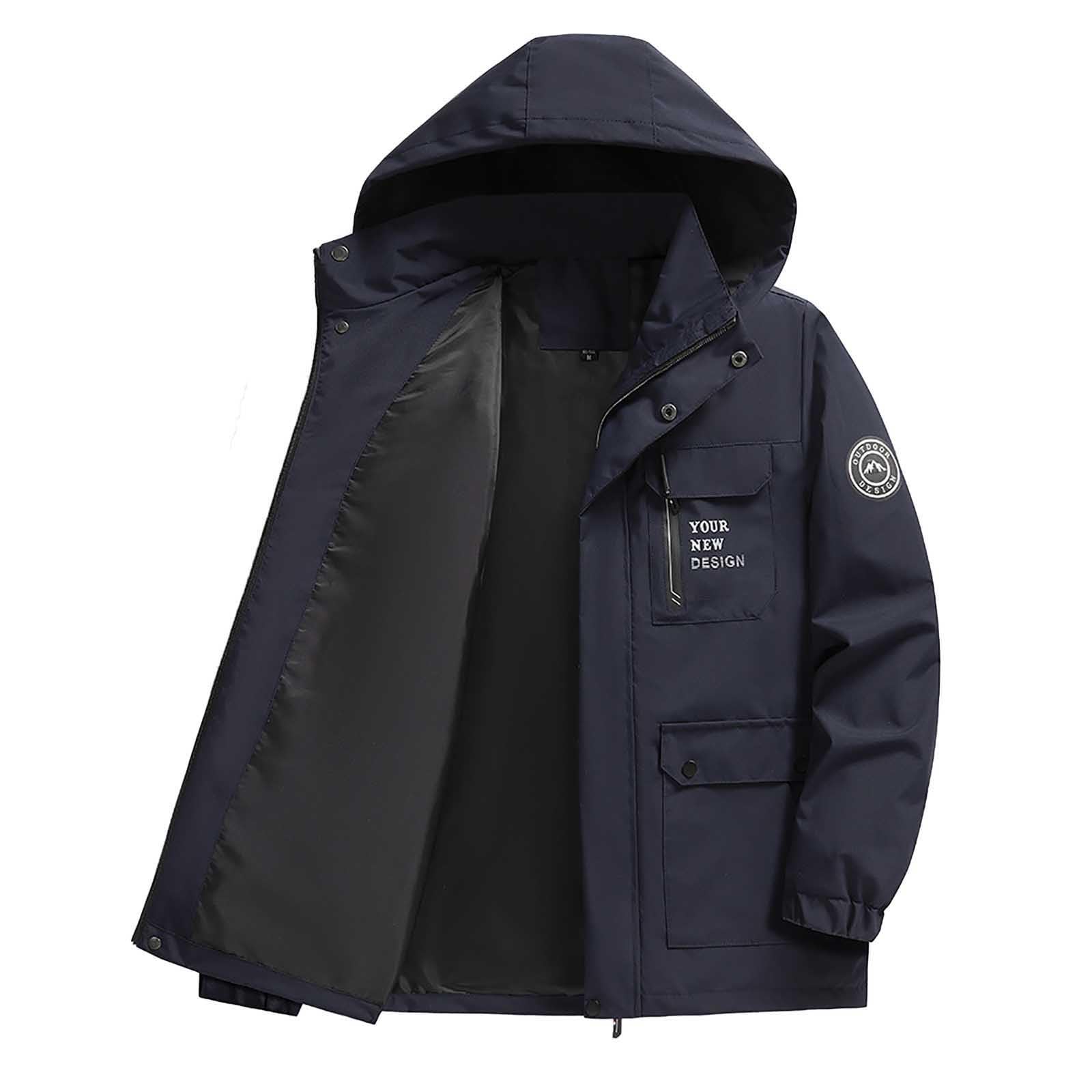 Generisch Wintermantel Herren Slim Fit Dufflecoat - Herren Anorak Funktionsjacke mit atmungsaktiver Hardshell Technologie für Outdoor Aktivitäten Alltag