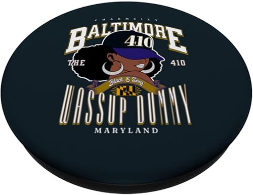 Miniatura 2 de 410 Area Code Baltimore Maryland Flag Blaq Girl Bmore Pride PopSockets Standard PopGrip